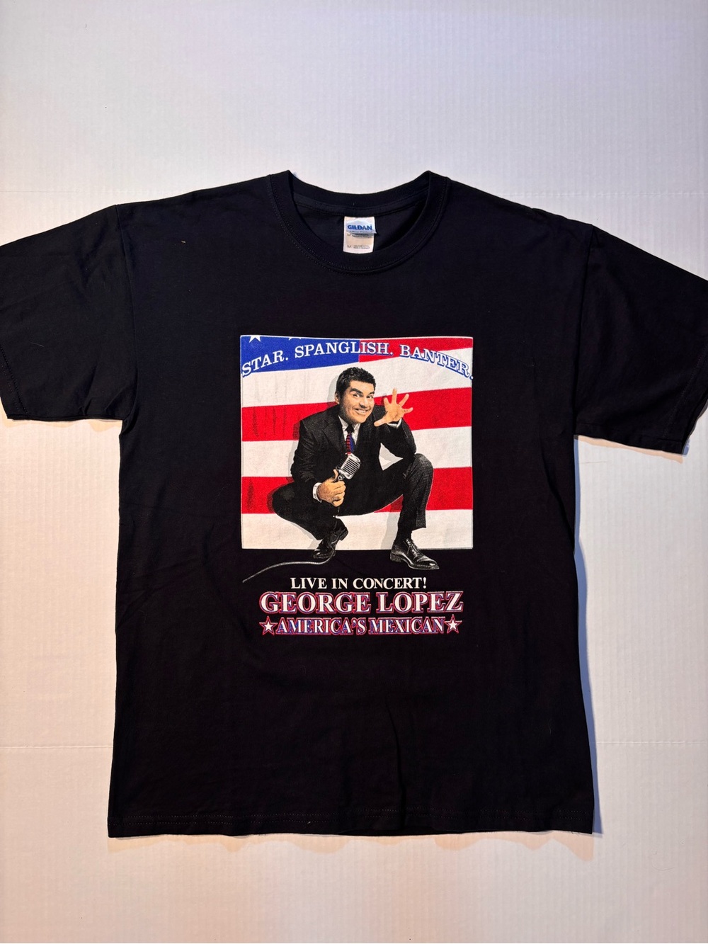 Vtg George Lopez Star Spanglish Banter Comedy Concert Tour Y2K Black Tshirt Sz M